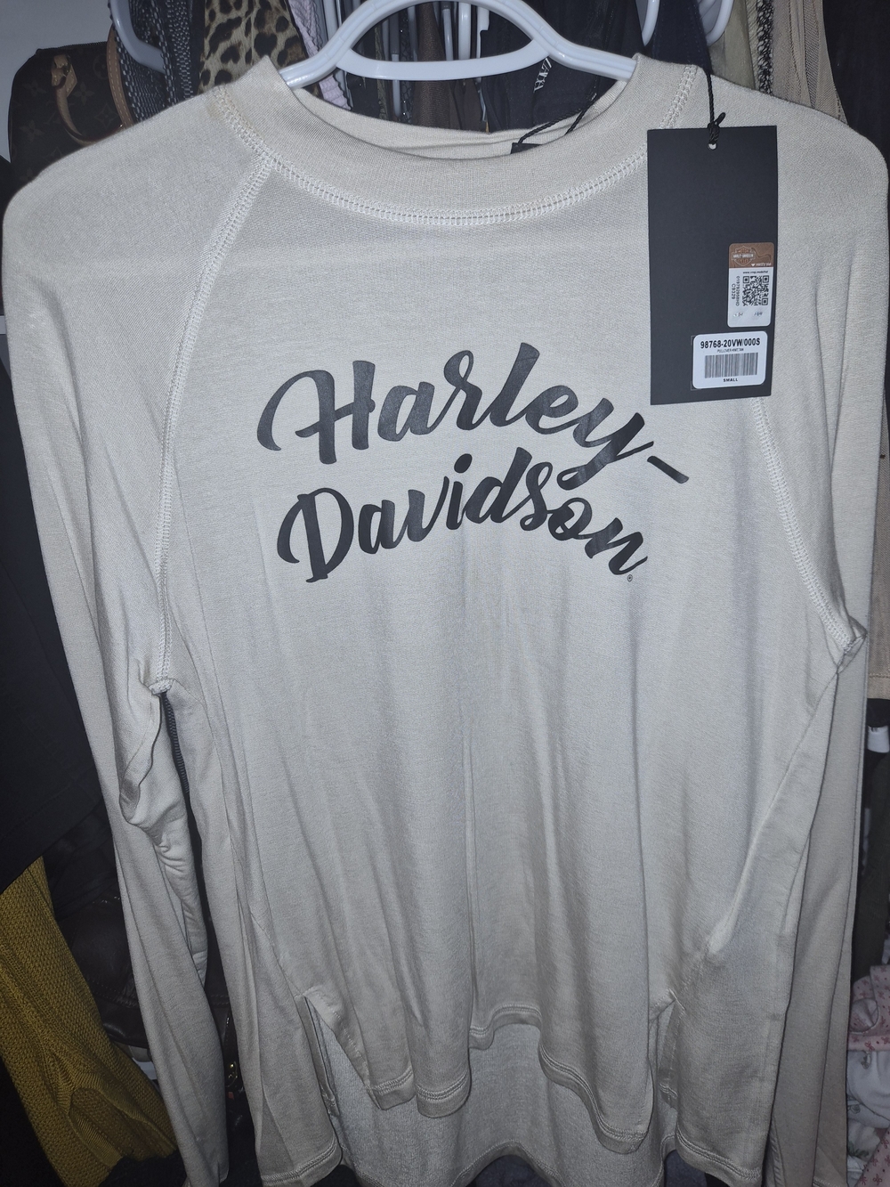 Harley-Davidson Cream Long-Sleeve Script Logo Tee